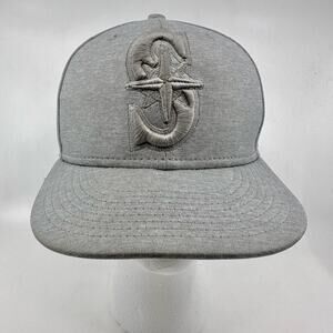 Seattle Mariners Men's Baseball Cap New Era 59FIFTY Fitted 7 3/8 Plain Gray Logo